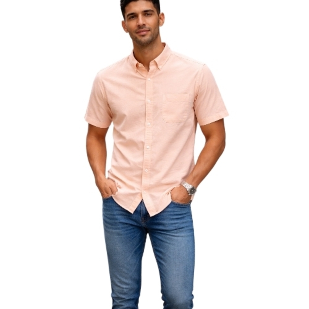 George Men's Light Pink Casual Button-Down Shirt